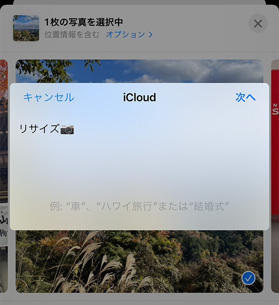 iPhoneの写真を共有アルバムに保存