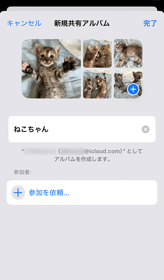 iOS18の写真アプリで共有アルバム作成