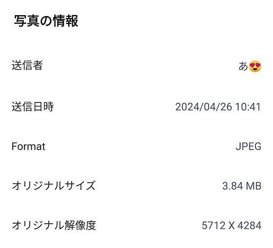 LINEのAndroidアプリで写真の情報を確認